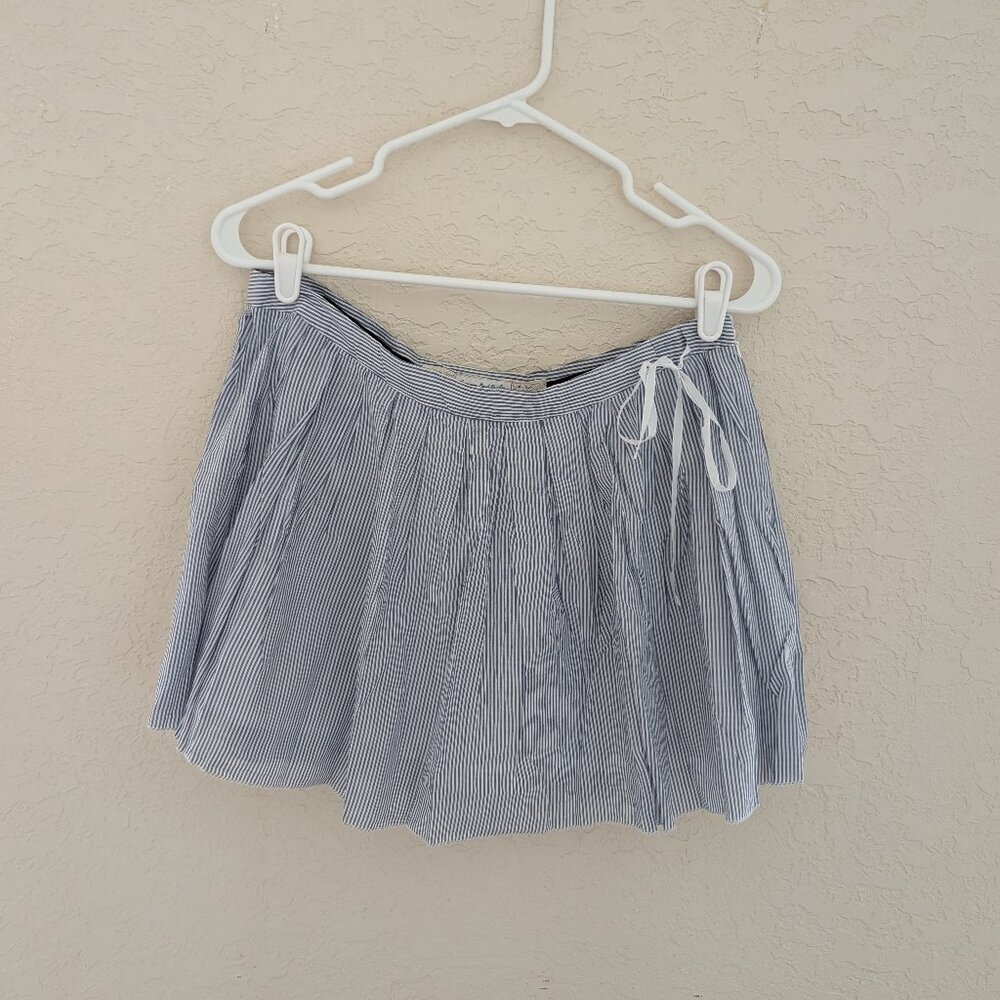 Vintage American Eagle Y2K Blue Striped Pleated Lined Summer Mini Skirt Sz 6 NWT